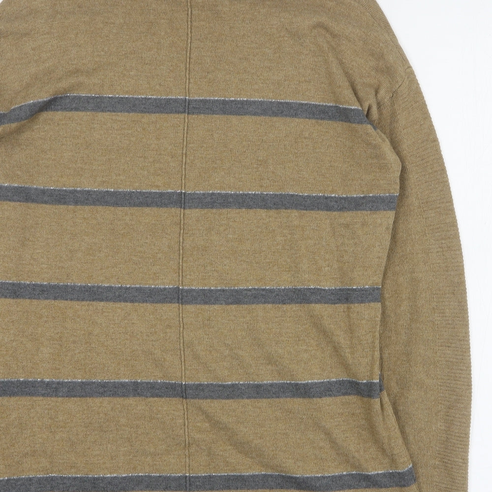 NEXT Womens Brown Roll Neck Striped Cotton Pullover Jumper Size 10