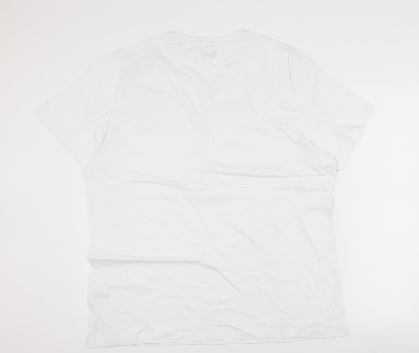 Matalan Mens White  Cotton  T-Shirt Size XL V-Neck