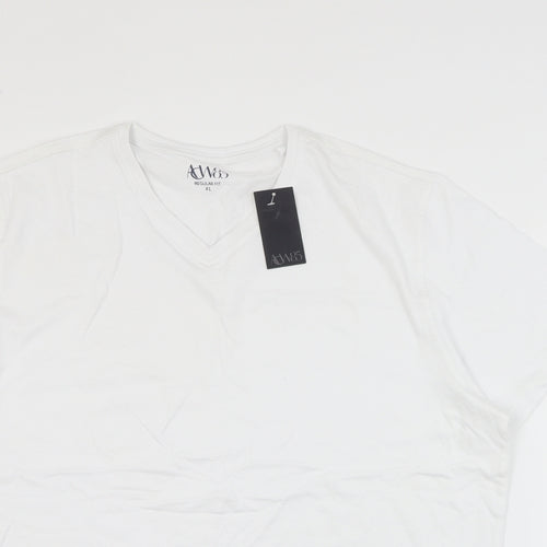 Matalan Mens White  Cotton  T-Shirt Size XL V-Neck
