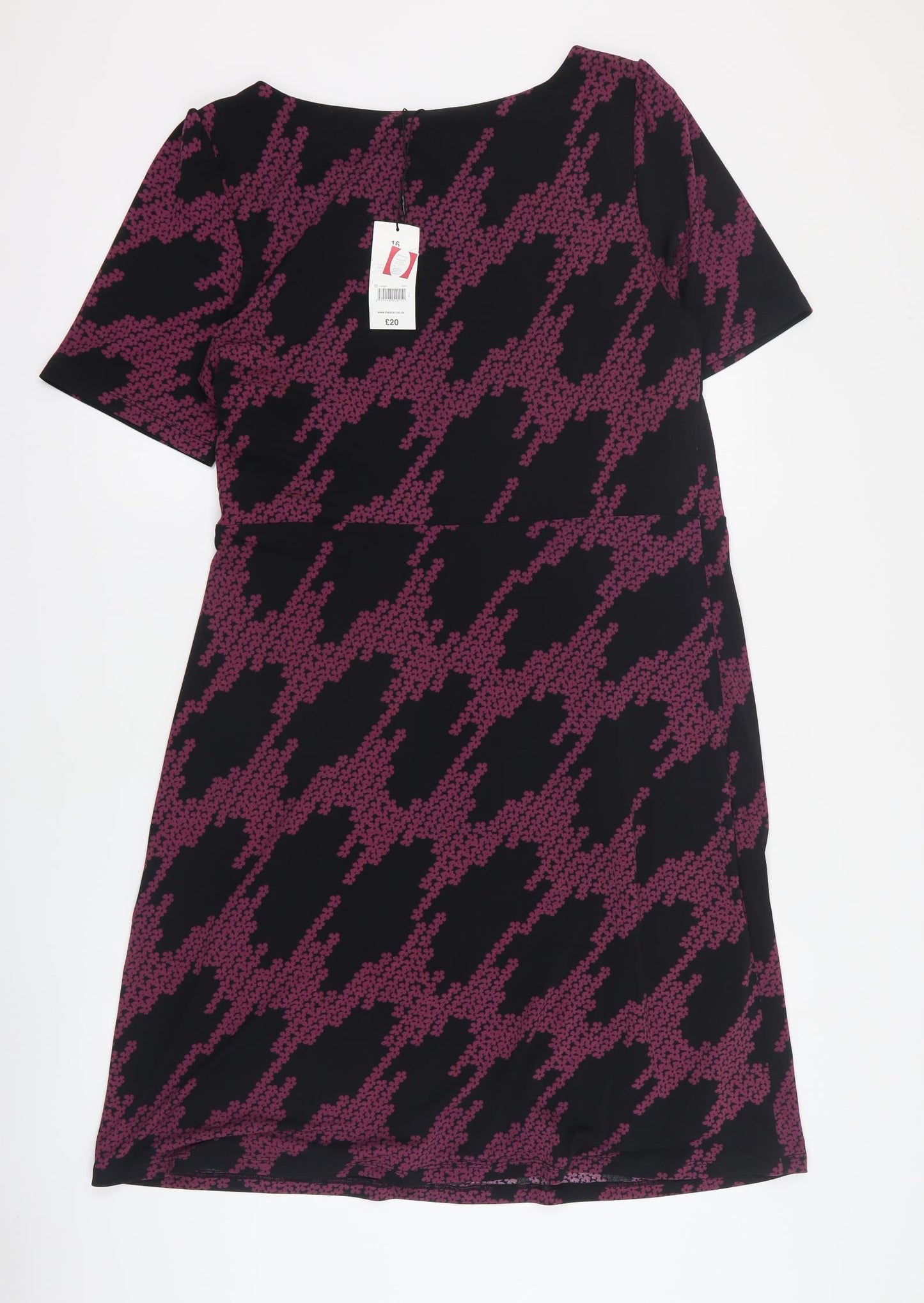 Papaya Womens Black Floral Polyester A-Line  Size 16  Round Neck Pullover