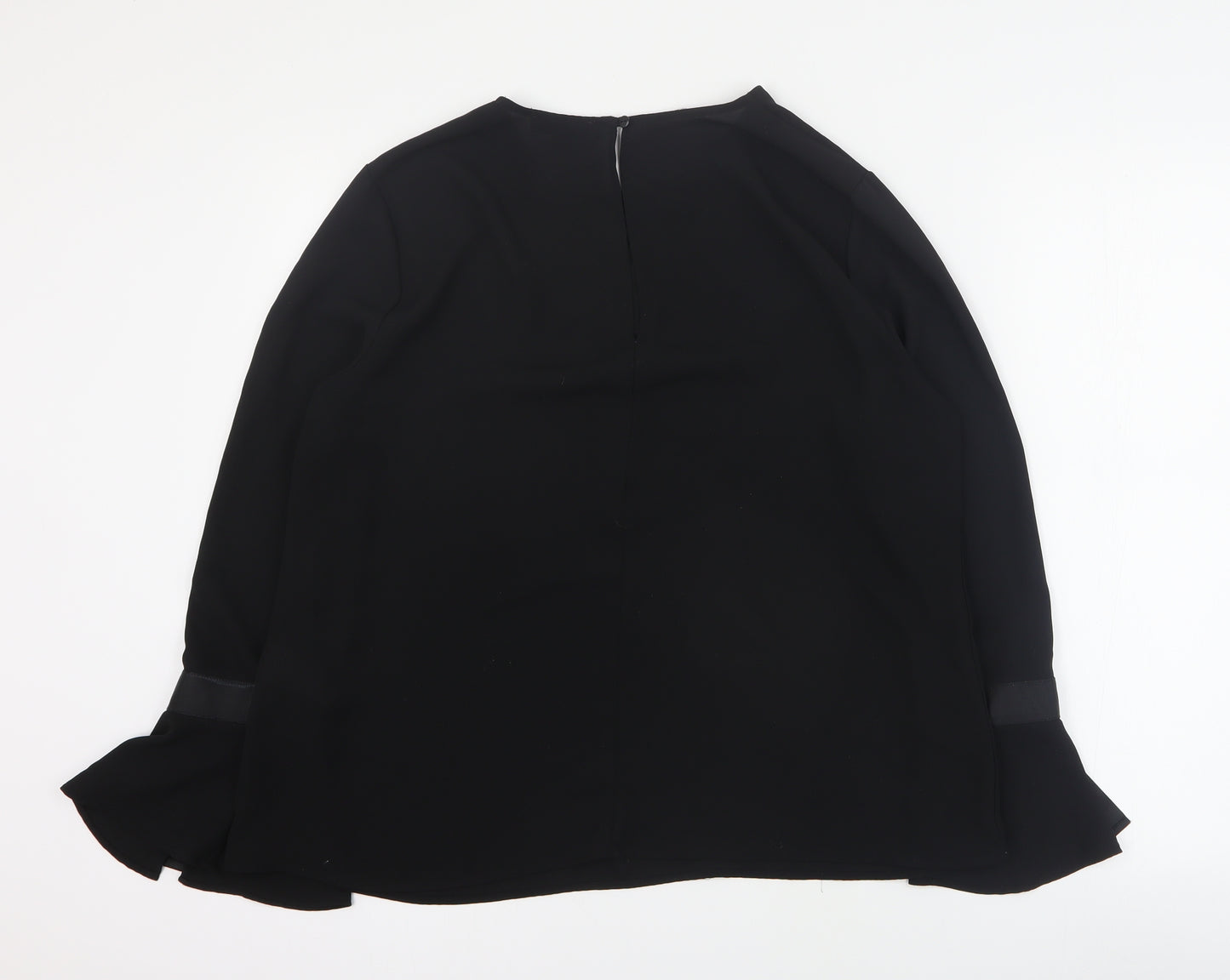 Warehouse Womens Black  Polyester Basic Blouse Size 16 Round Neck