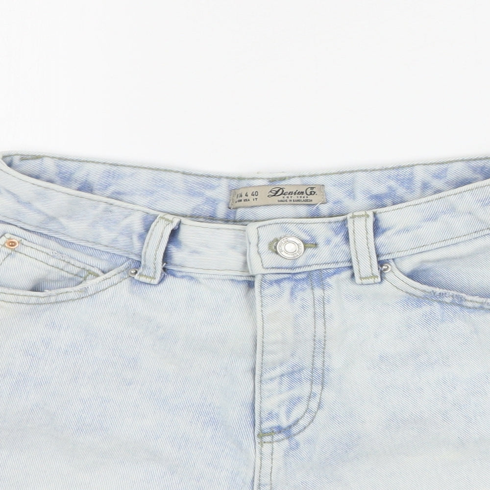 Primark Womens Blue  100% Cotton Cut-Off Shorts Size 8 L4 in Regular Zip