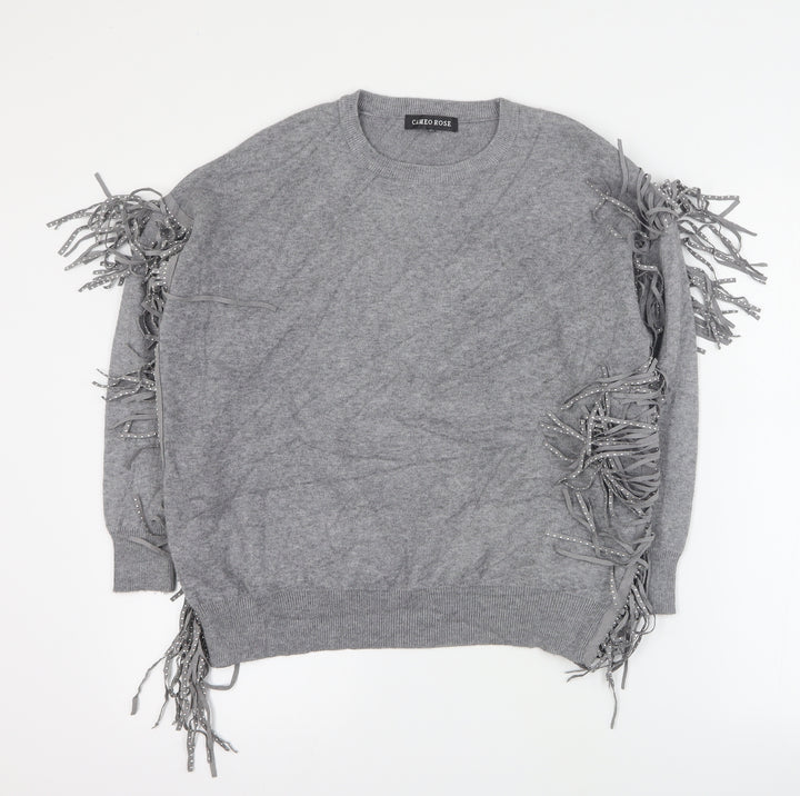 Cameo Rose Womens Grey Round Neck  Polyamide Pullover Jumper Size S