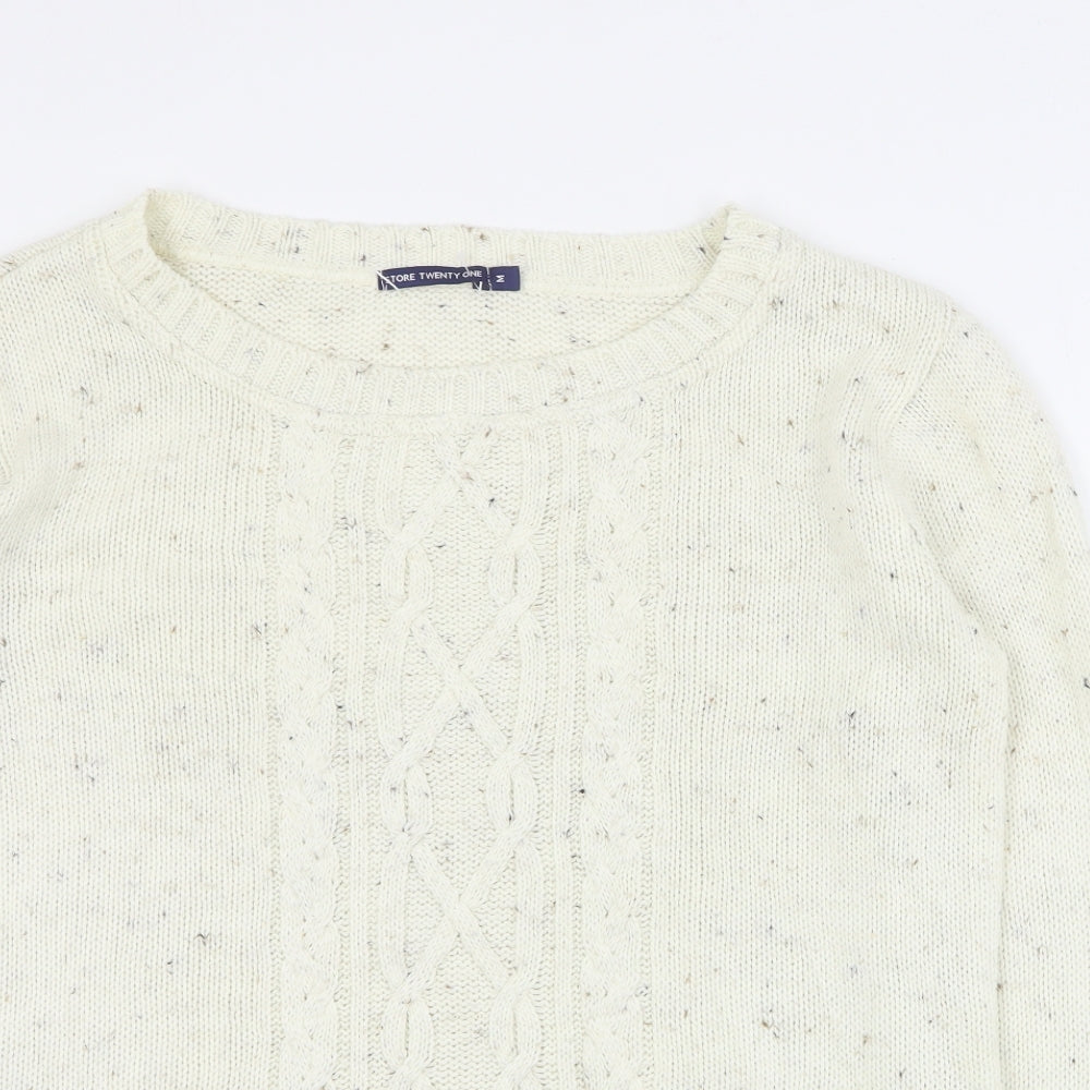 Store Twenty One Womens Beige Round Neck  Acrylic Pullover Jumper Size M