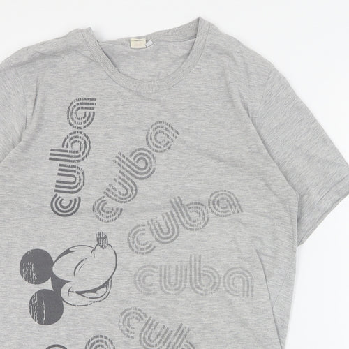 UR Mens Grey  Cotton  T-Shirt Size L Crew Neck  - Mickey Mouse