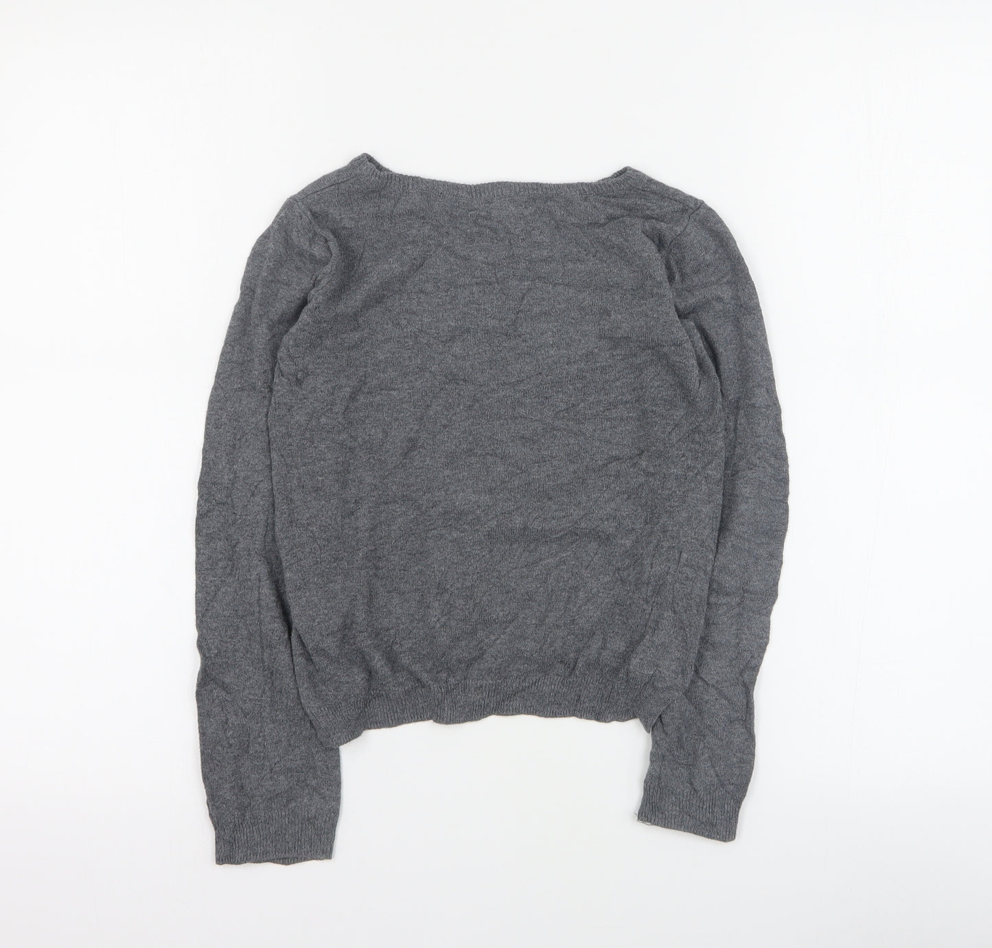 H&M Girls Grey Round Neck  Cotton Pullover Jumper Size 7-8 Years  Pullover
