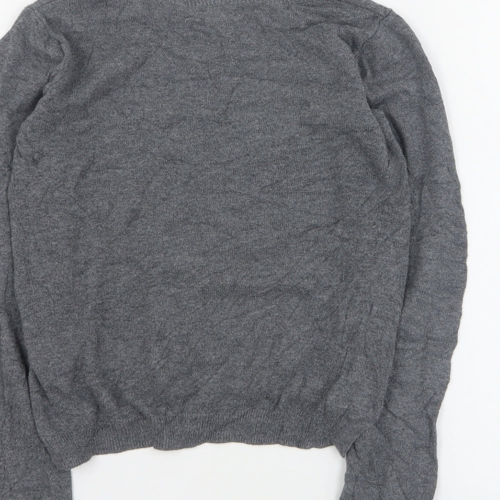 H&M Girls Grey Round Neck  Cotton Pullover Jumper Size 7-8 Years  Pullover