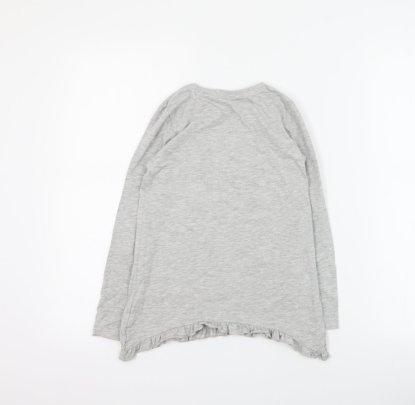F&F Girls Grey  Cotton Basic T-Shirt Size 7-8 Years Crew Neck Pullover