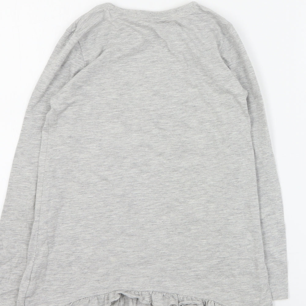 F&F Girls Grey  Cotton Basic T-Shirt Size 7-8 Years Crew Neck Pullover