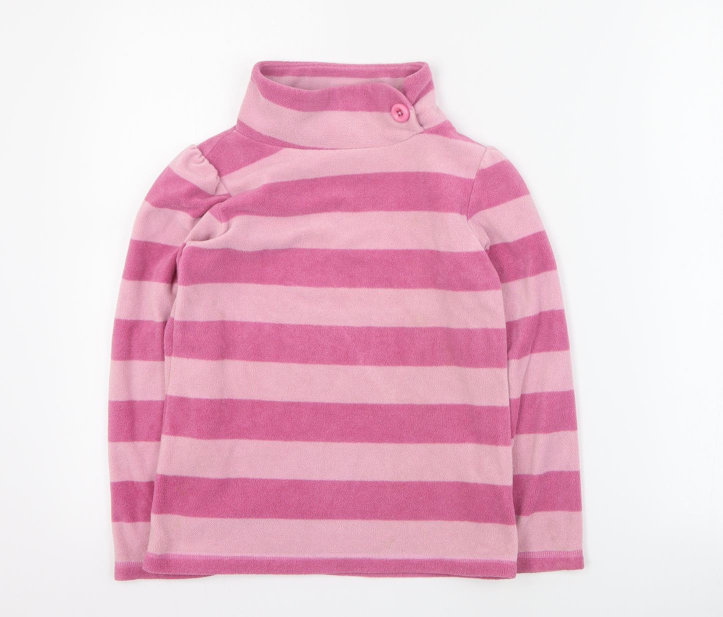 NEXT Girls Pink Striped 100% Polyester Henley Sweatshirt Size 8 Years  Button