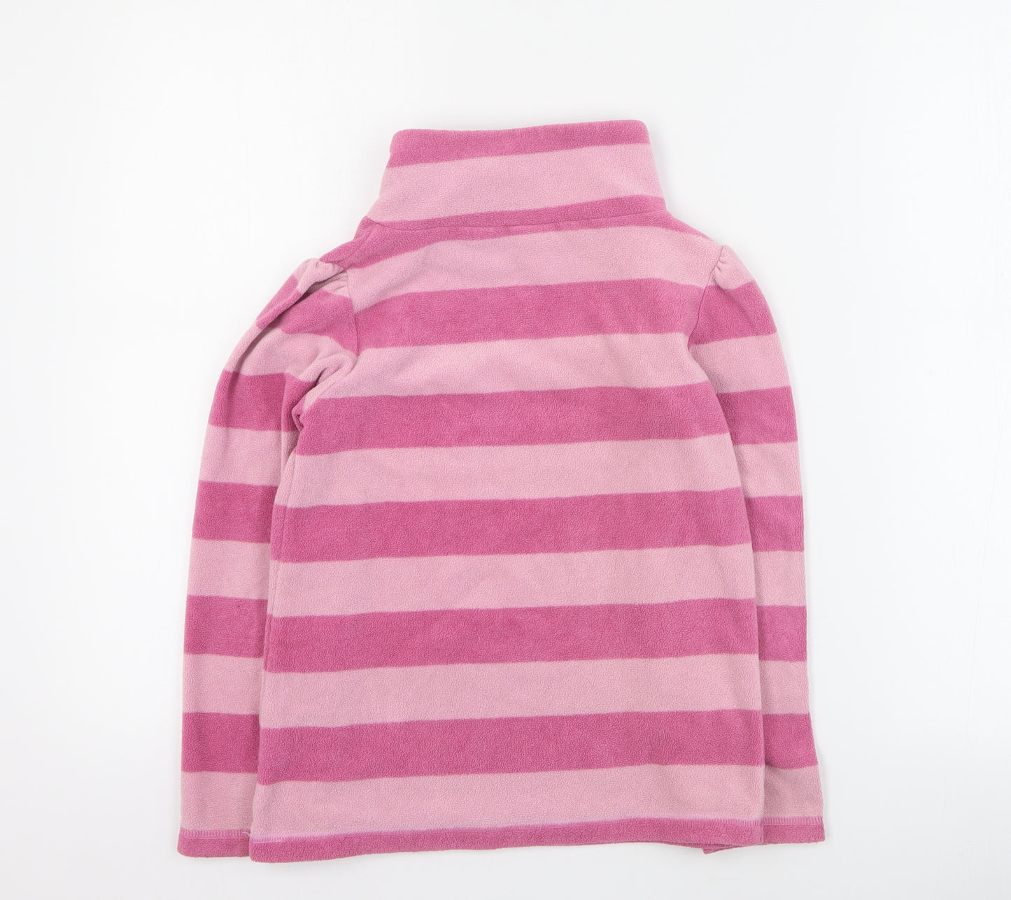 NEXT Girls Pink Striped 100% Polyester Henley Sweatshirt Size 8 Years  Button