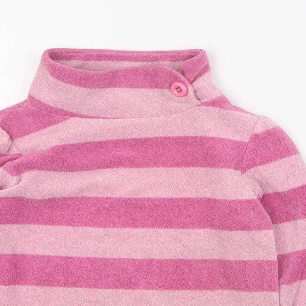 NEXT Girls Pink Striped 100% Polyester Henley Sweatshirt Size 8 Years  Button