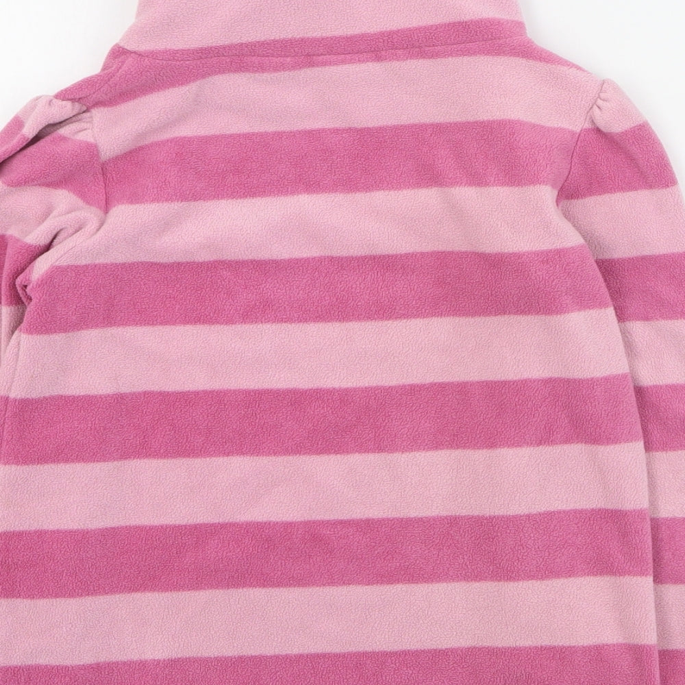 NEXT Girls Pink Striped 100% Polyester Henley Sweatshirt Size 8 Years  Button