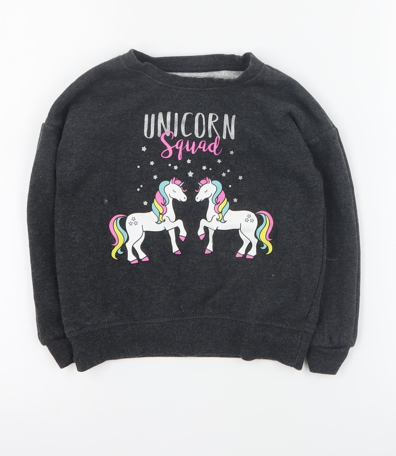 Primark Girls Grey  Cotton Pullover Sweatshirt Size 5-6 Years  Pullover