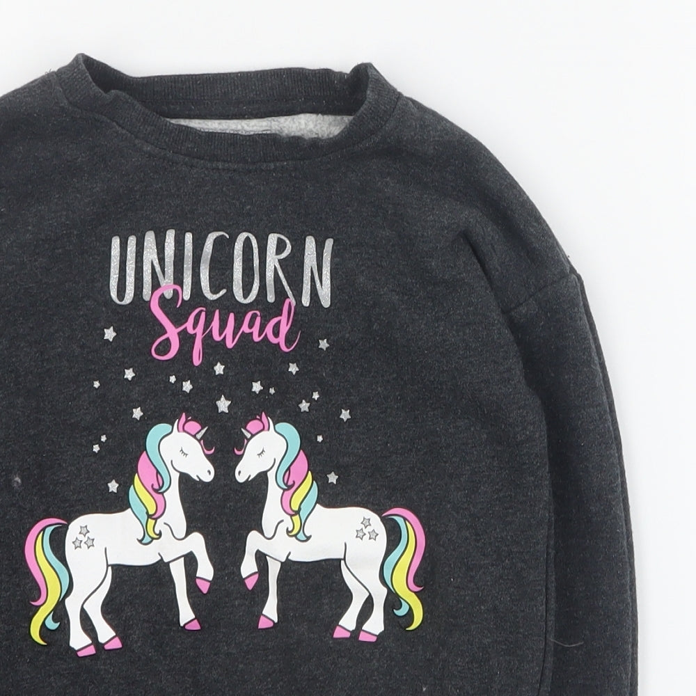 Primark Girls Grey  Cotton Pullover Sweatshirt Size 5-6 Years  Pullover