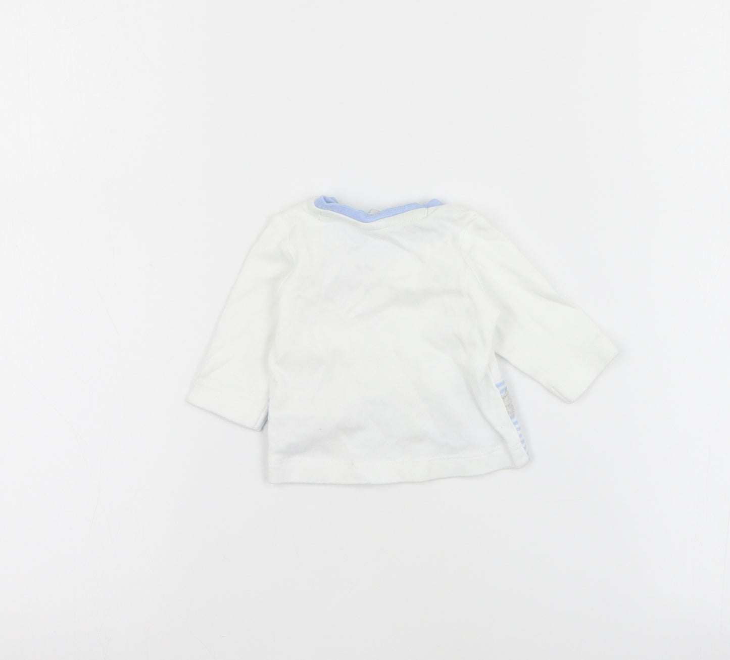 Mini Club  Baby White  Cotton Basic T-Shirt Size 0-3 Months Crew Neck Snap - Dragon