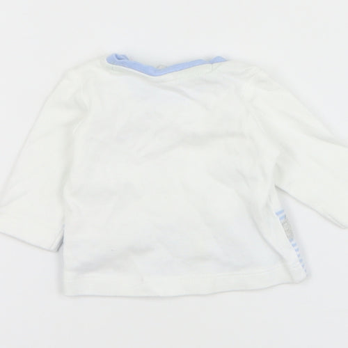 Mini Club  Baby White  Cotton Basic T-Shirt Size 0-3 Months Crew Neck Snap - Dragon
