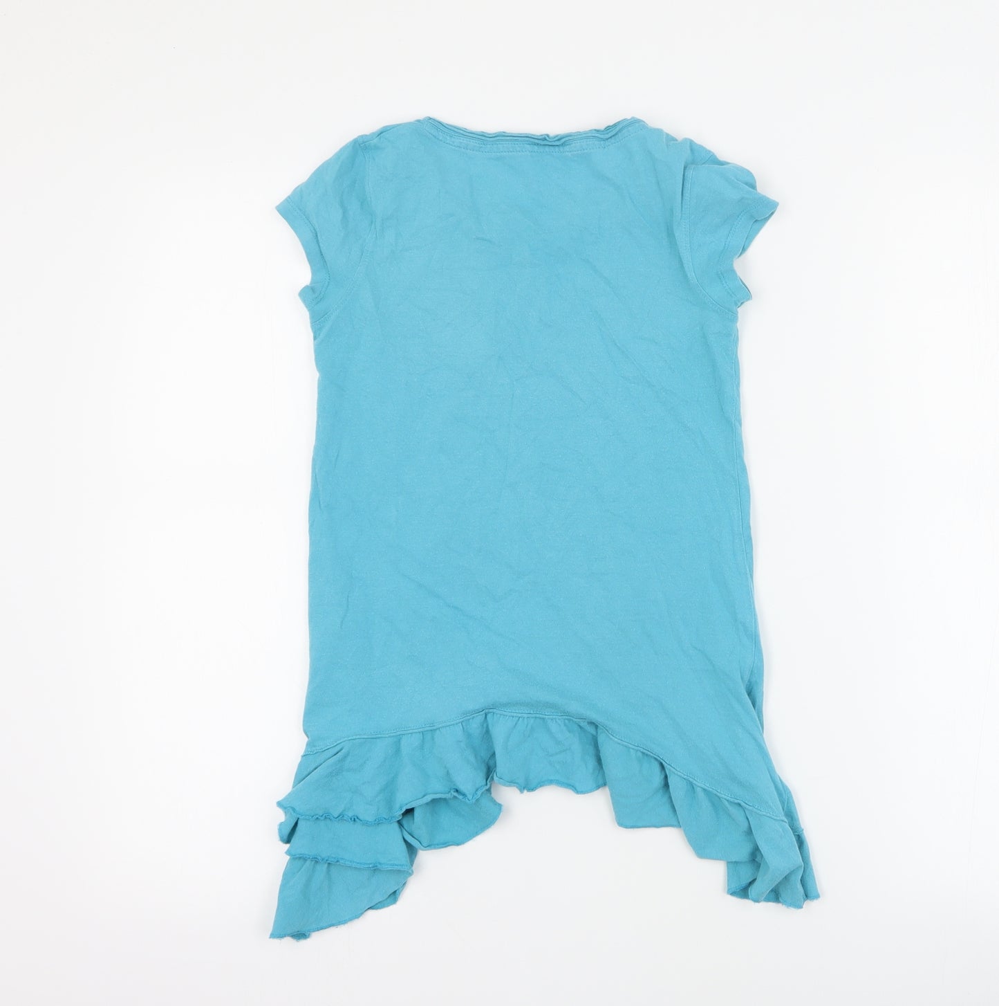 Cherokee Girls Blue  100% Cotton Basic T-Shirt Size 9-10 Years Round Neck Pullover