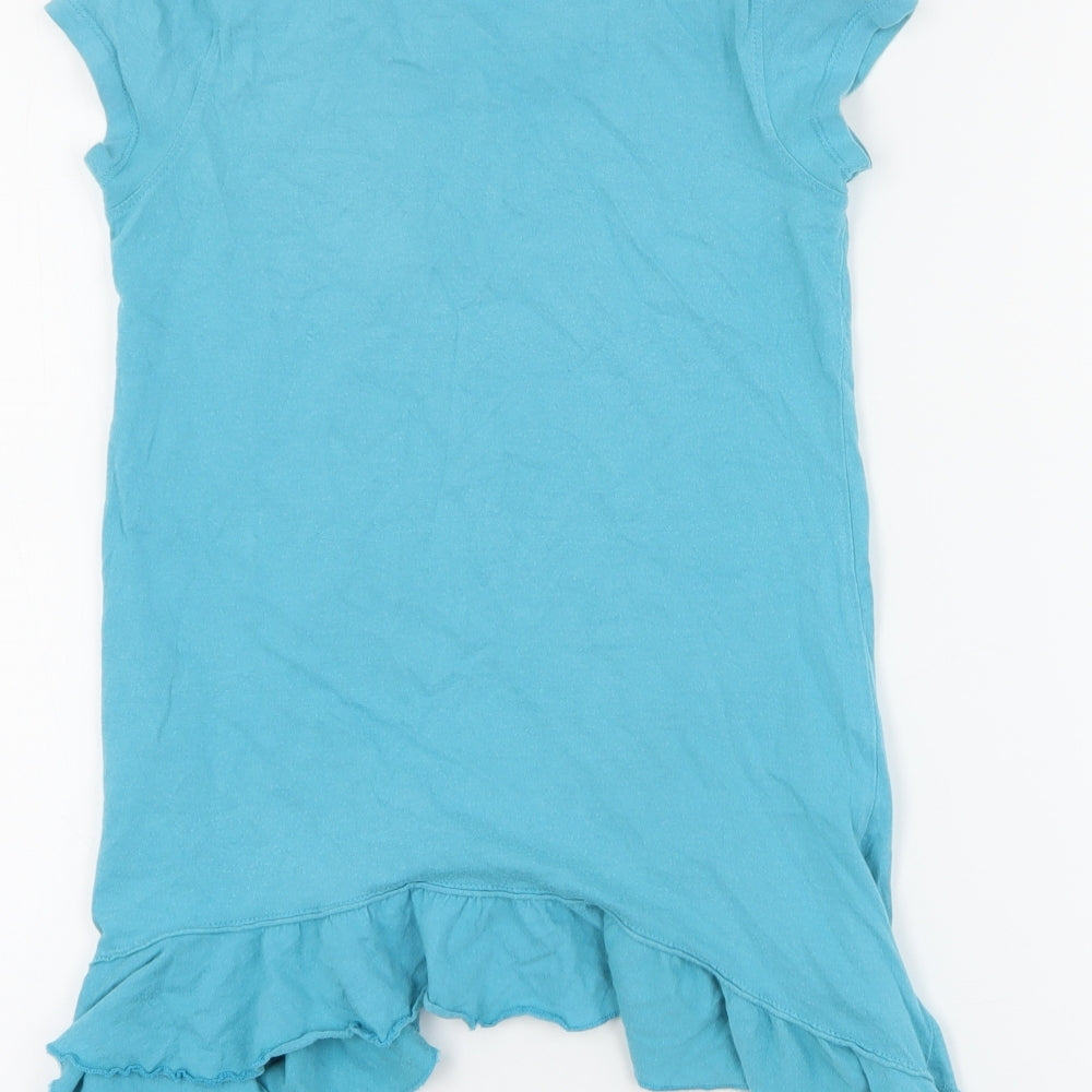 Cherokee Girls Blue  100% Cotton Basic T-Shirt Size 9-10 Years Round Neck Pullover