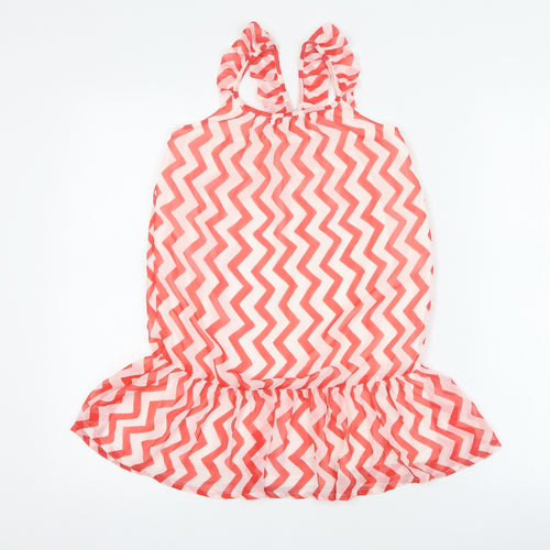 H&M Girls Red Geometric 100% Polyester Mini  Size 8 Years  Round Neck Pullover