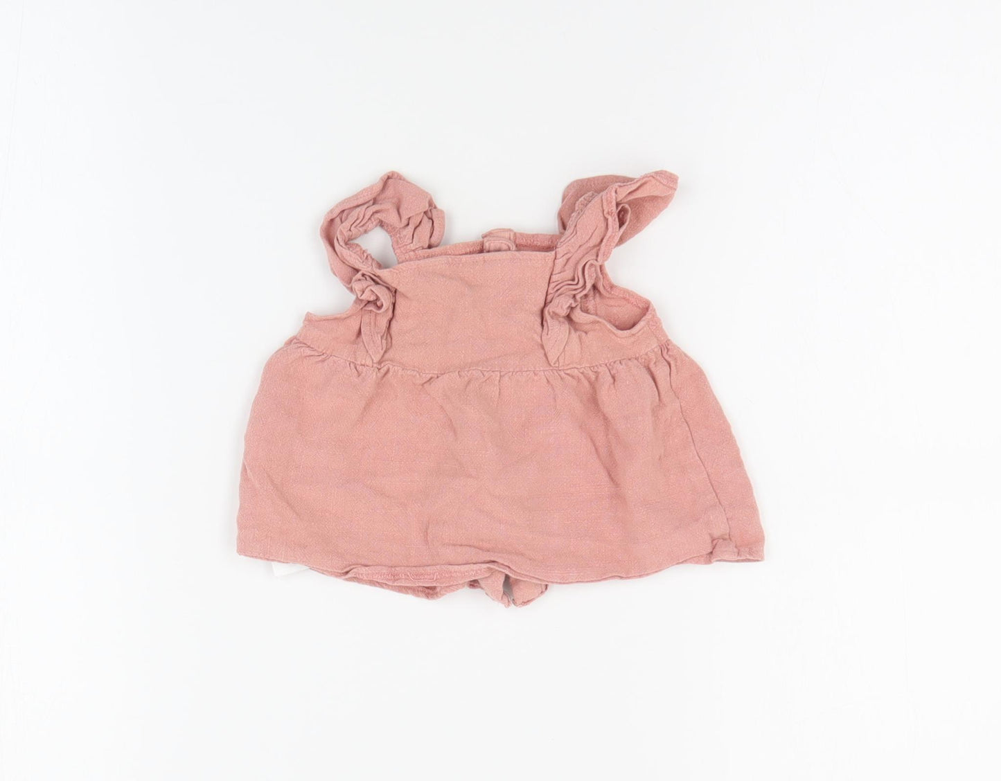 Primark Baby Pink  Viscose Basic Blouse Size 9-12 Months Square Neck Button