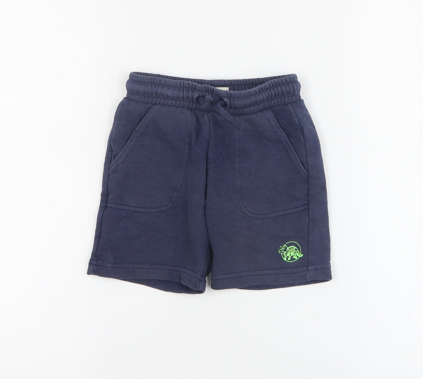 F&F Girls Blue  Cotton Sweat Shorts Size 2-3 Years  Regular Drawstring - Dinosaur