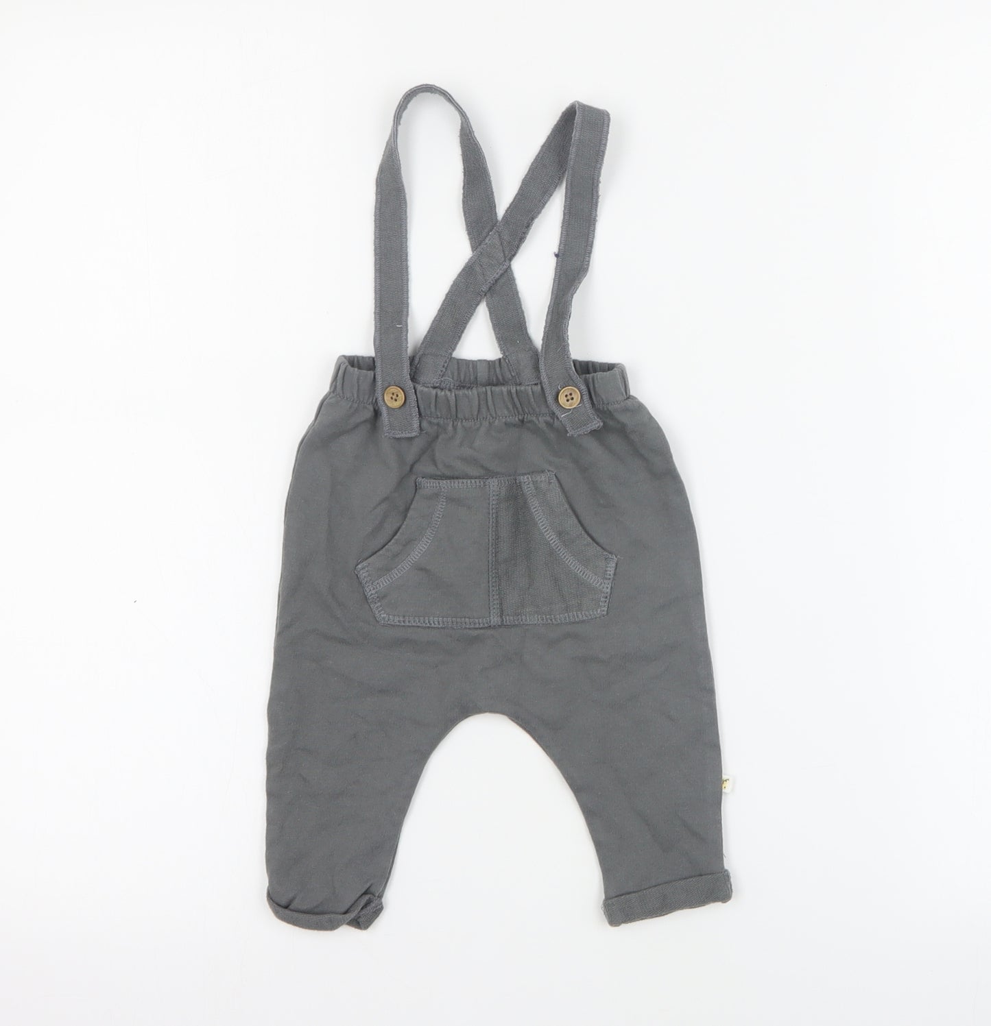NEXT Baby Grey  100% Cotton Dungaree One-Piece Size 3-6 Months  Button