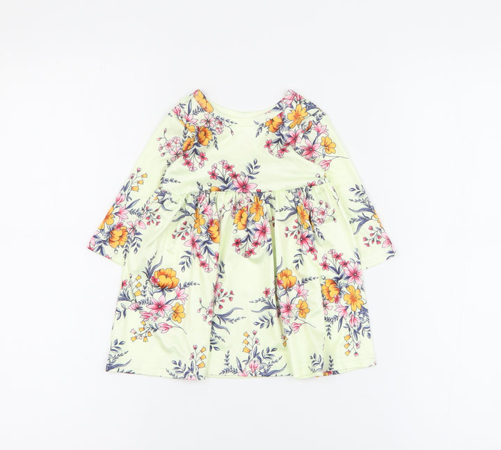 SheIn Baby Yellow Floral Polyester A-Line  Size 0-3 Months  Round Neck Pullover
