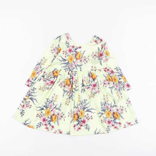 SheIn Baby Yellow Floral Polyester A-Line  Size 0-3 Months  Round Neck Pullover
