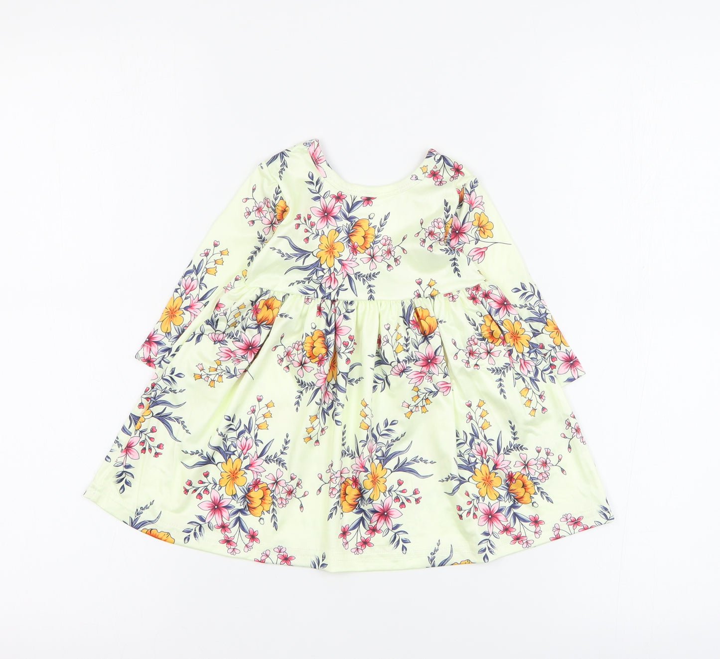 SheIn Baby Yellow Floral Polyester A-Line  Size 0-3 Months  Round Neck Pullover