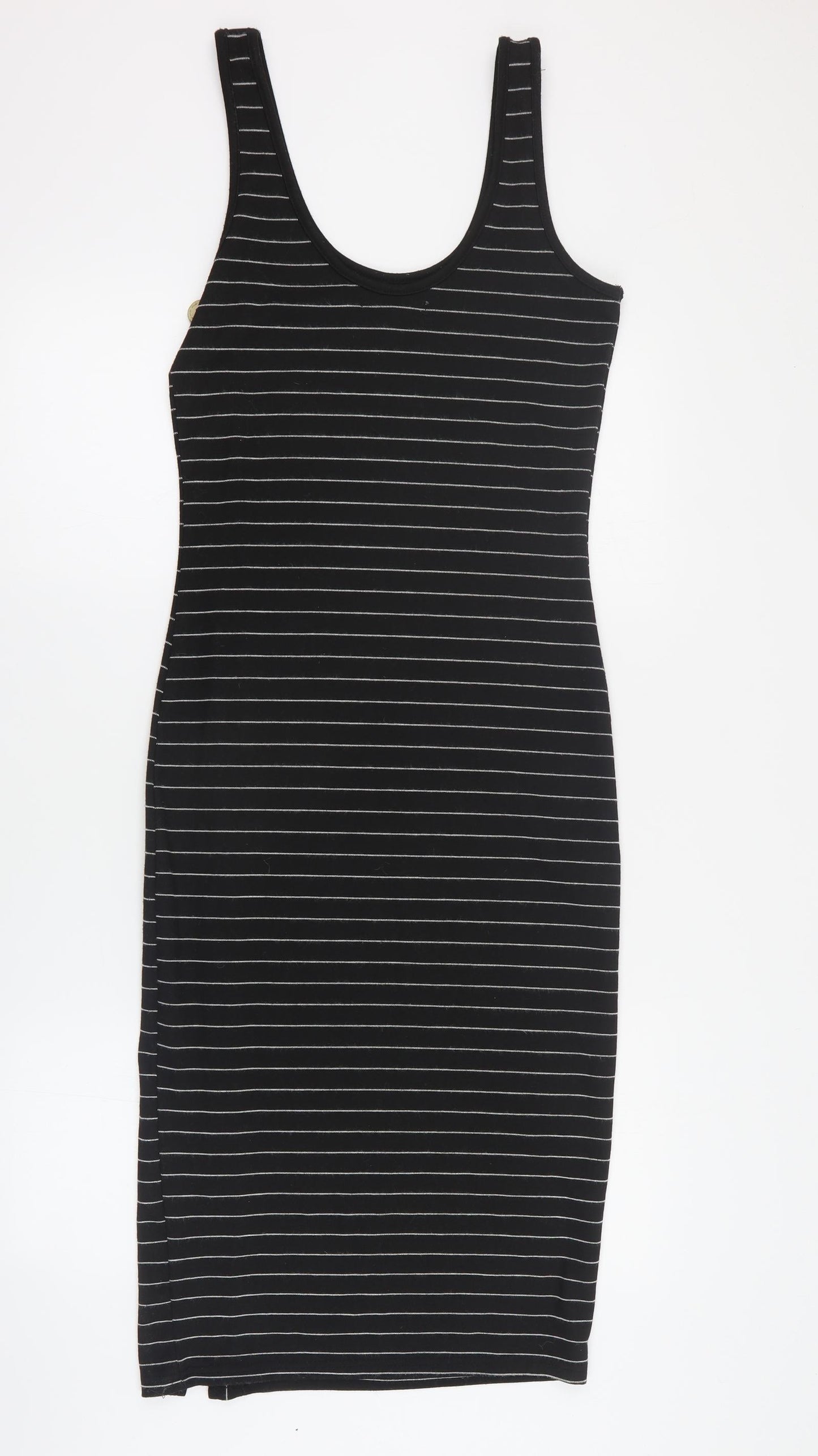 Primark Womens Black Striped Polyester Maxi  Size 10  Round Neck Pullover