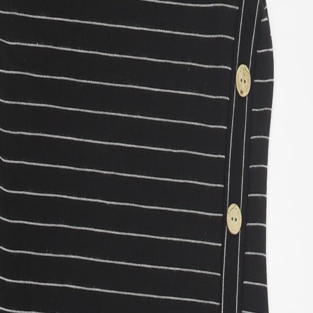 Primark Womens Black Striped Polyester Maxi  Size 10  Round Neck Pullover