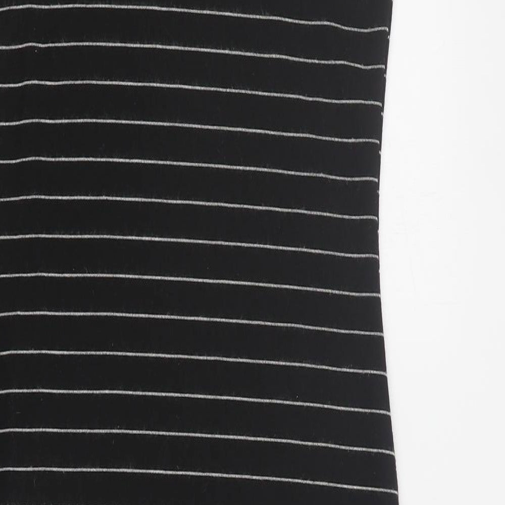 Primark Womens Black Striped Polyester Maxi  Size 10  Round Neck Pullover