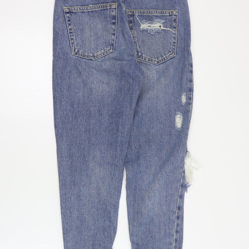 Topshop Womens Blue  Cotton Boyfriend Jeans Size 25 in L28 in Regular Zip