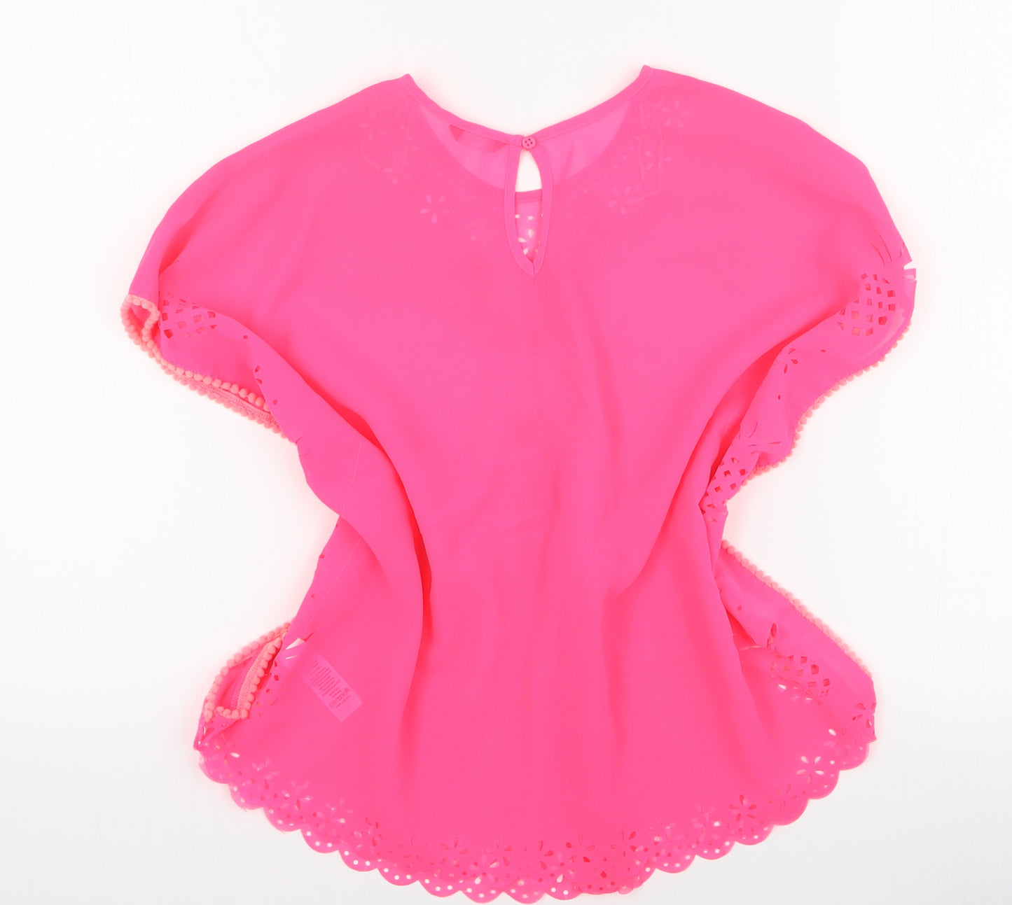 George Girls Pink  100% Polyester Basic Blouse Size S Round Neck Button - Beach cover up