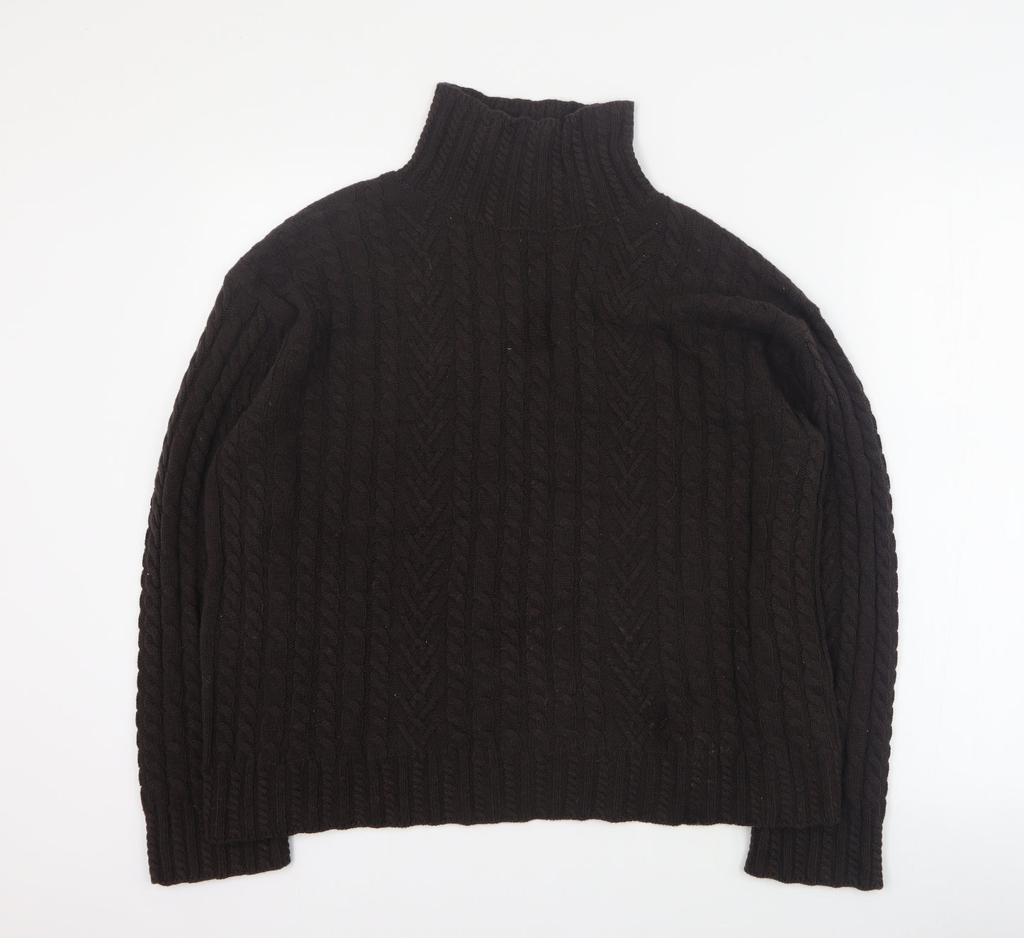 Marks and Spencer Womens Brown High Neck  Cotton Pullover Jumper Size M