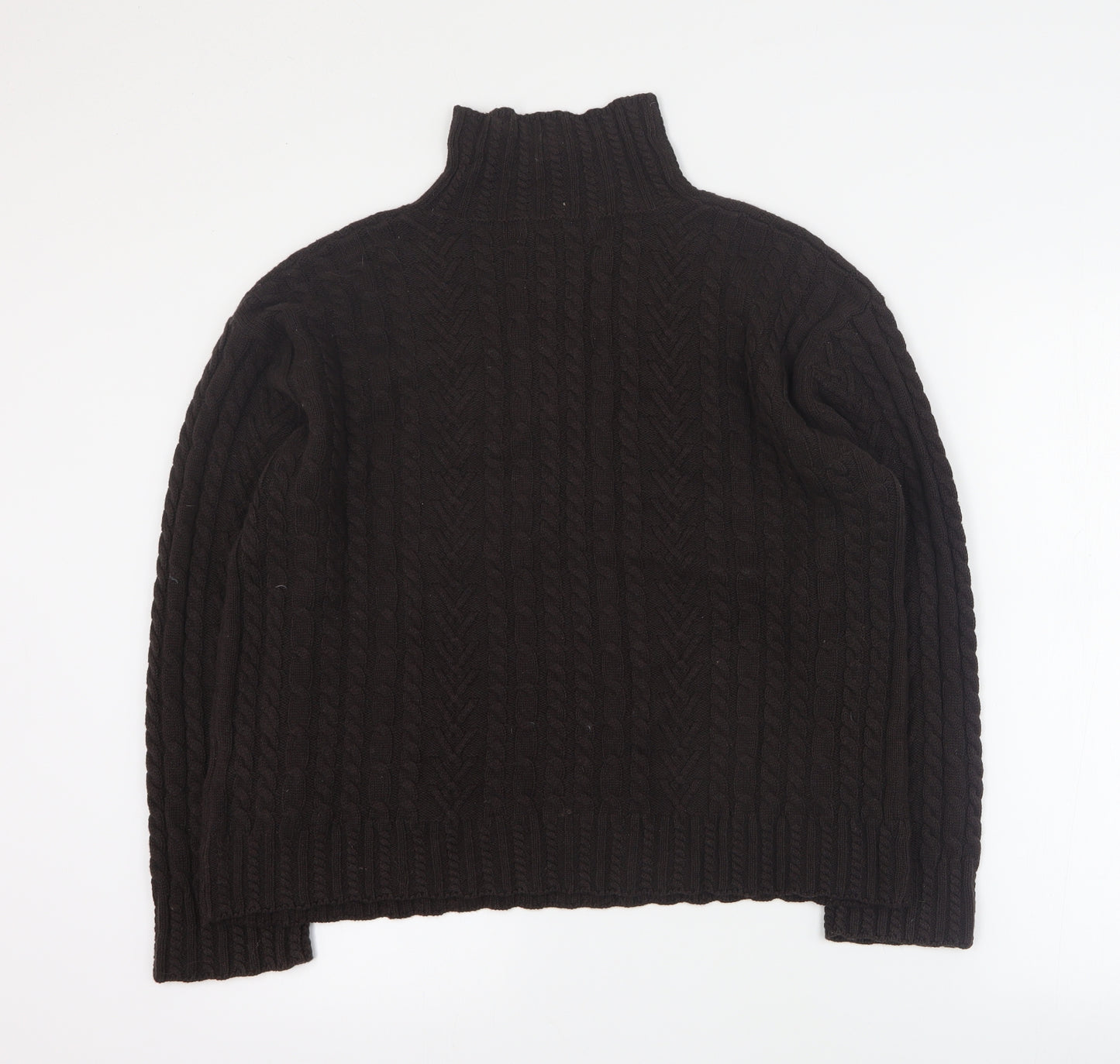 Marks and Spencer Womens Brown High Neck  Cotton Pullover Jumper Size M