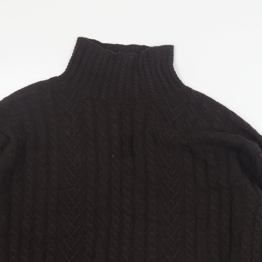 Marks and Spencer Womens Brown High Neck  Cotton Pullover Jumper Size M