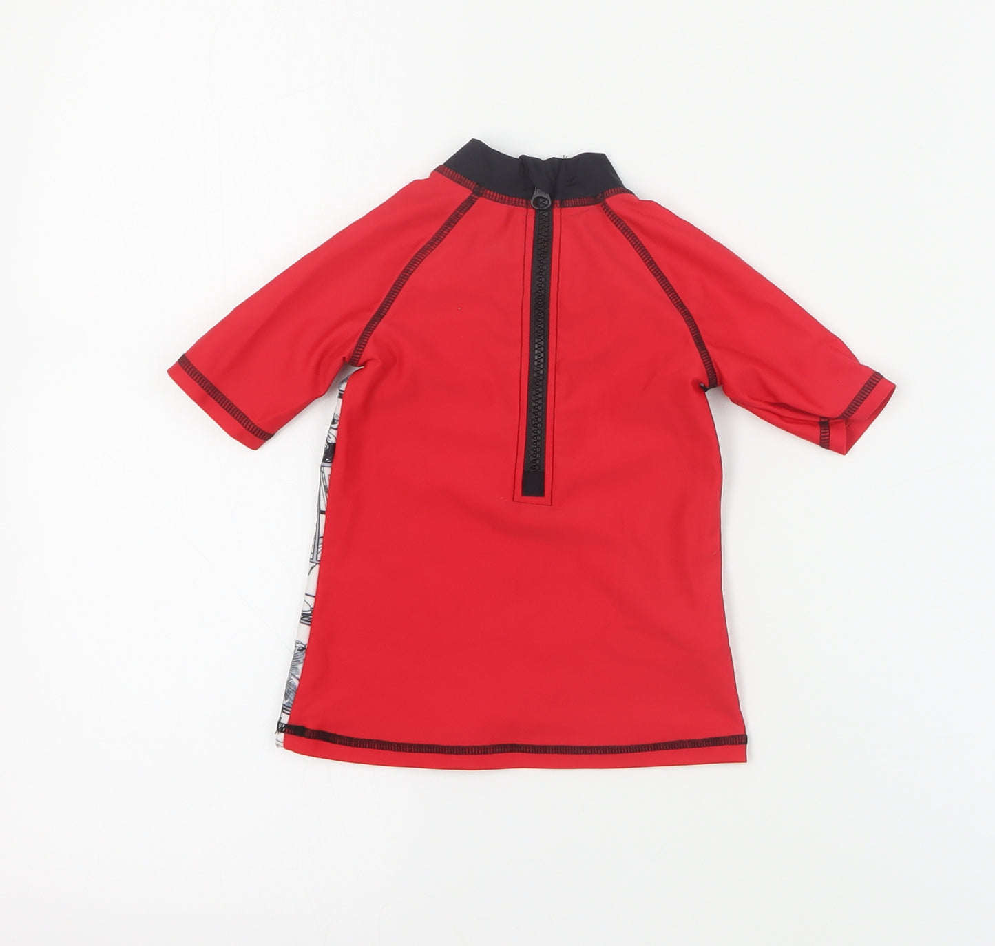 Marvel Boys Red  Polyester Basic T-Shirt Size 2-3 Years High Neck Zip - Swim top