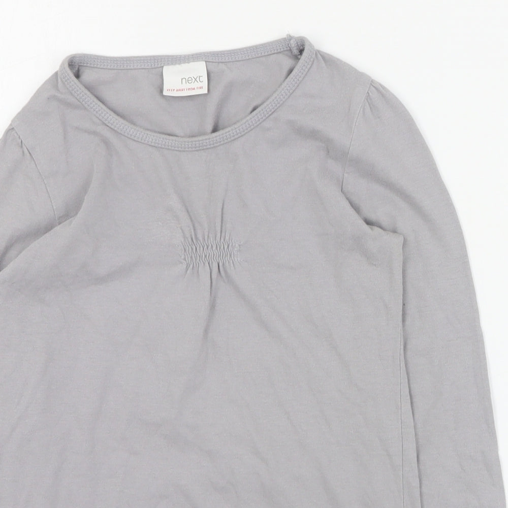 NEXT Girls Grey  100% Cotton Basic T-Shirt Size 8 Years Crew Neck Pullover