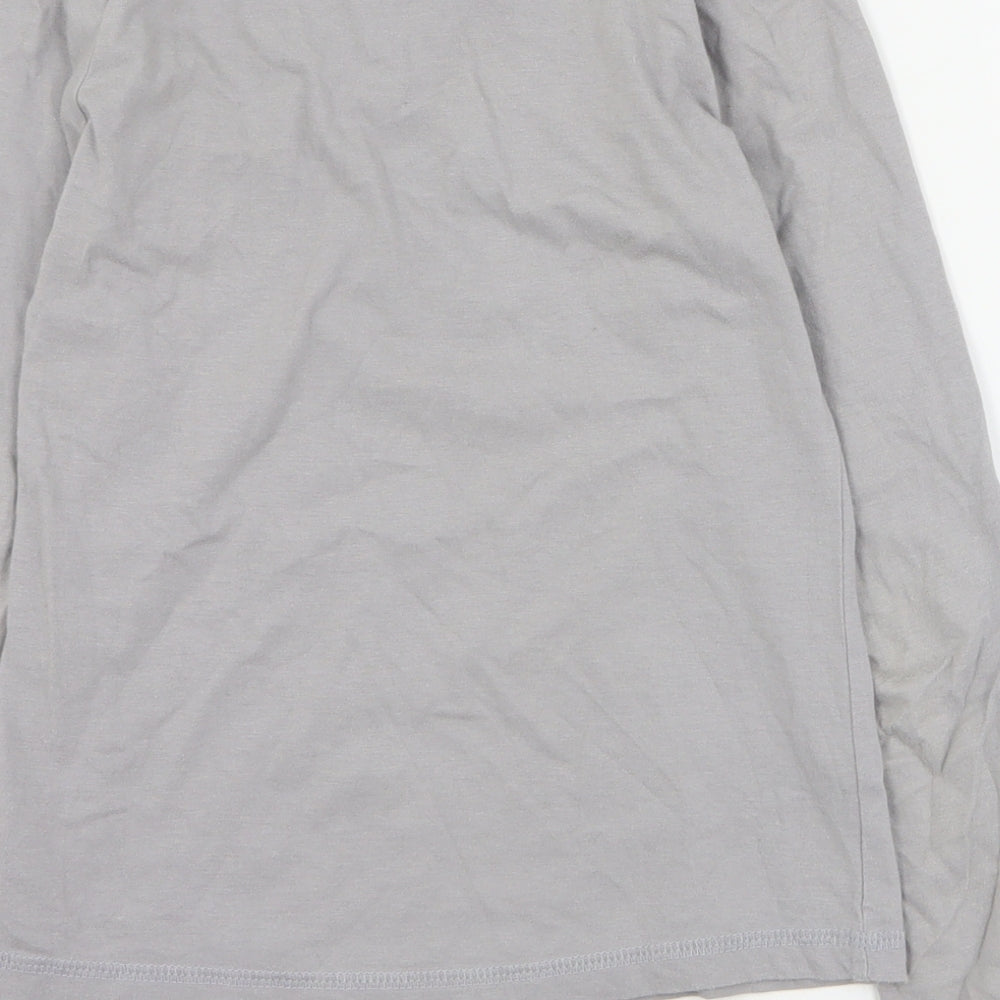 NEXT Girls Grey  100% Cotton Basic T-Shirt Size 8 Years Crew Neck Pullover