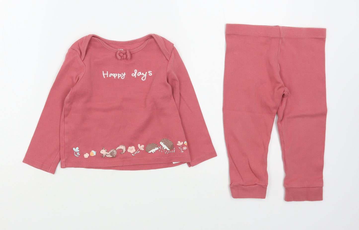 F&F Girls Pink  100% Cotton Trousers Outfit/Set Size 12-18 Months  Pullover