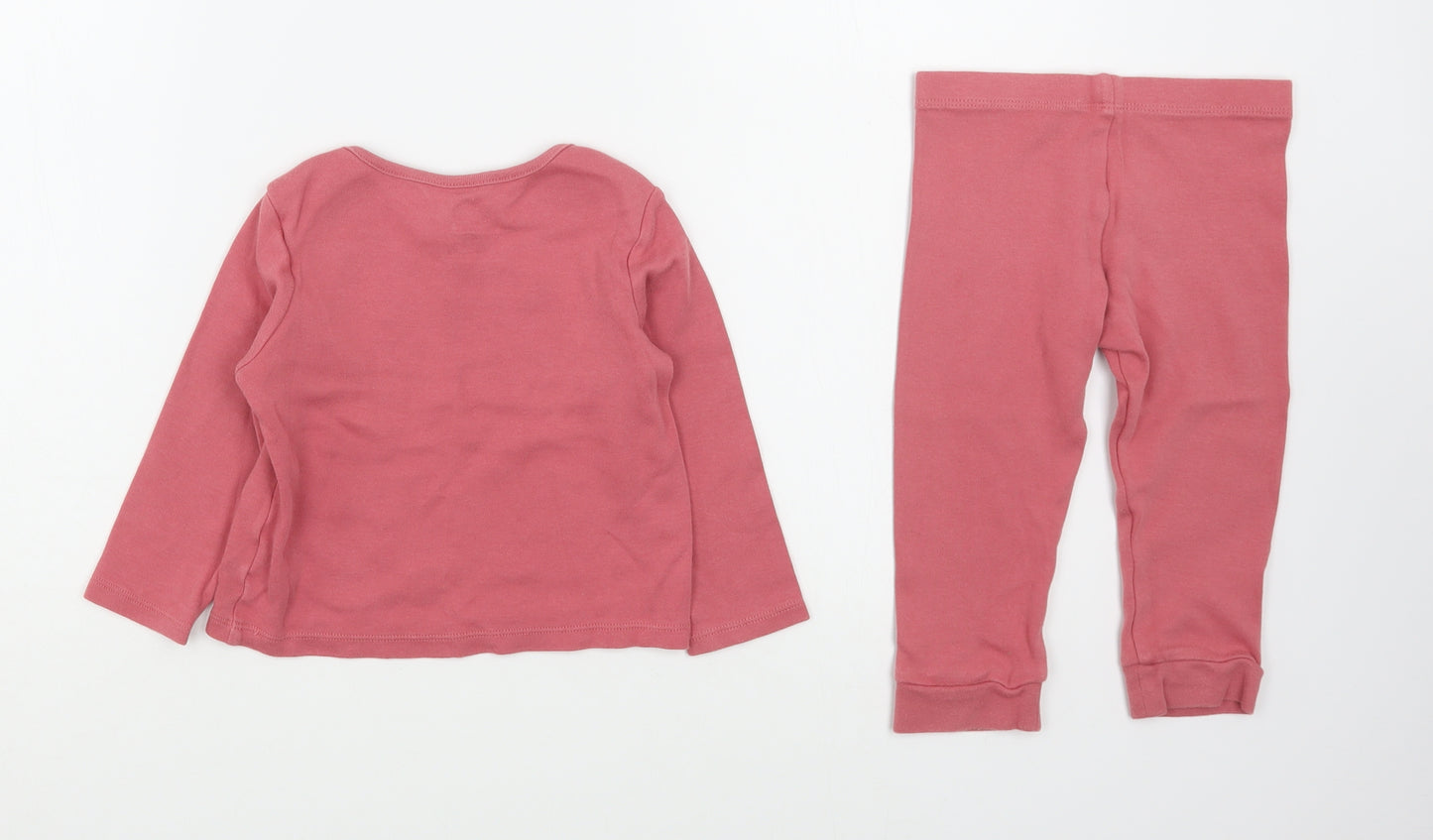 F&F Girls Pink  100% Cotton Trousers Outfit/Set Size 12-18 Months  Pullover
