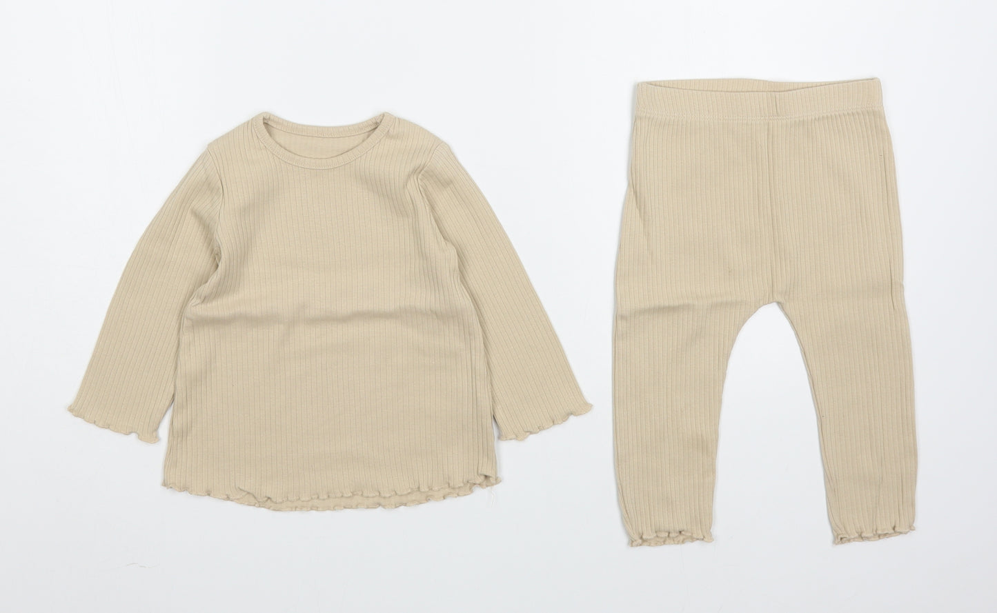 George Girls Beige  Cotton Trousers Outfit/Set Size 9-12 Months  Pullover