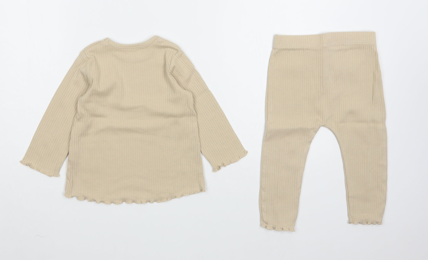 George Girls Beige  Cotton Trousers Outfit/Set Size 9-12 Months  Pullover