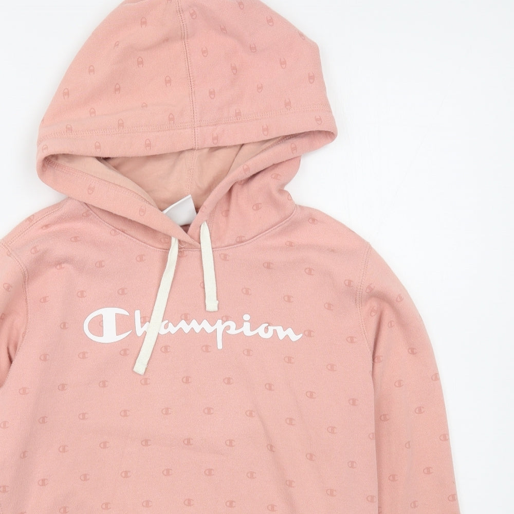 Champion Girls Pink Geometric Cotton Pullover Hoodie Size 14 Years  Pullover