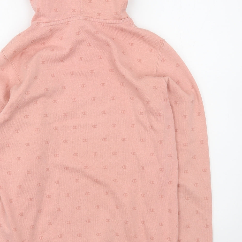 Champion Girls Pink Geometric Cotton Pullover Hoodie Size 14 Years  Pullover