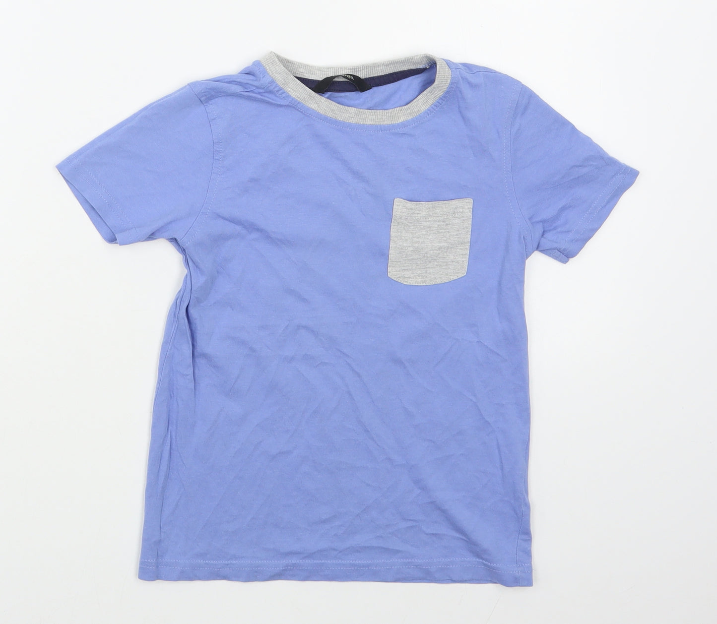 George Boys Blue  100% Cotton Basic T-Shirt Size 5-6 Years Round Neck Pullover
