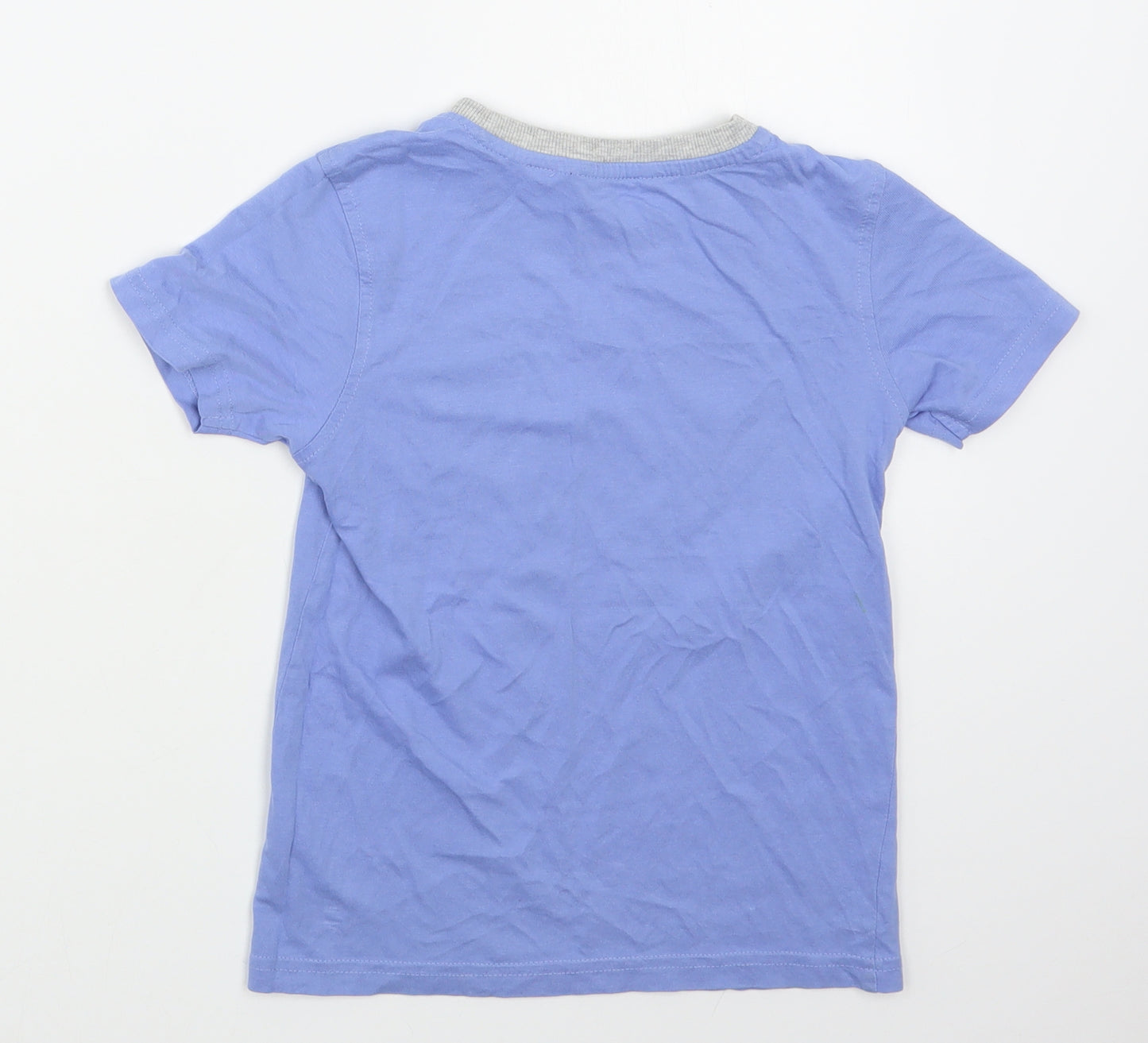George Boys Blue  100% Cotton Basic T-Shirt Size 5-6 Years Round Neck Pullover