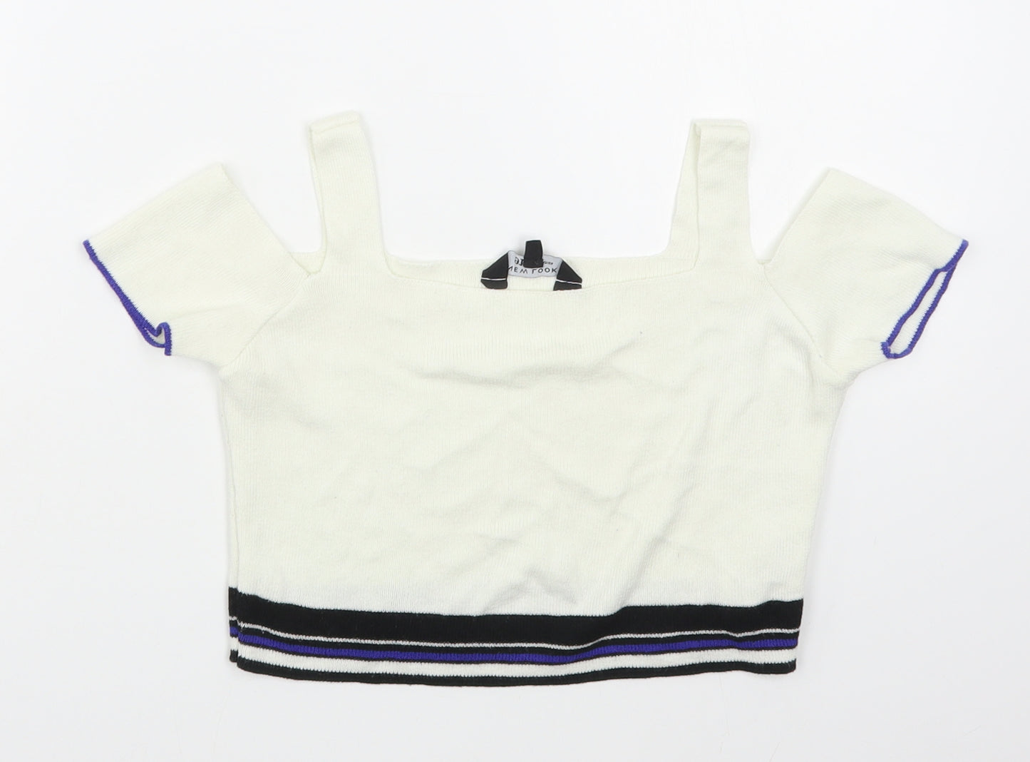 New Look Girls White Square Neck  Cotton Pullover Jumper Size 9 Years  Pullover - Cropped